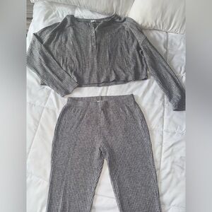 Garage Gray Ribbed Pajama Set